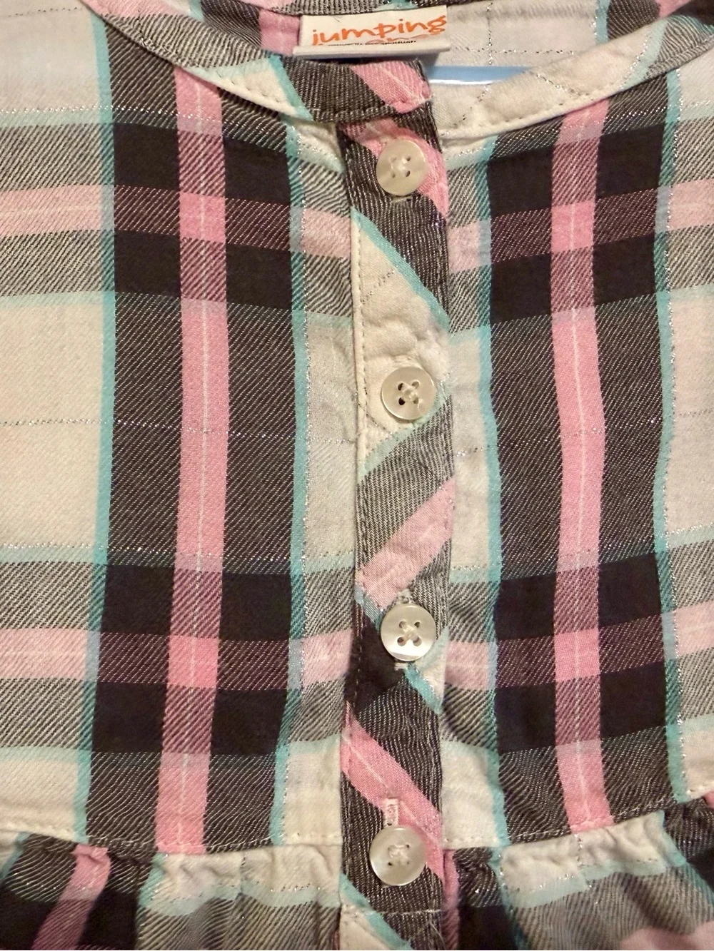 Jumping Beans Pink Black Plaid Metallic Lurex Tunic Top